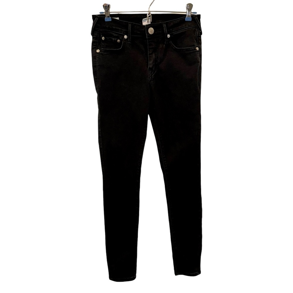 Women’s—True Religion Black Jennie Curvy Mid Rise Skinny Stretchy Jeans. Size 27